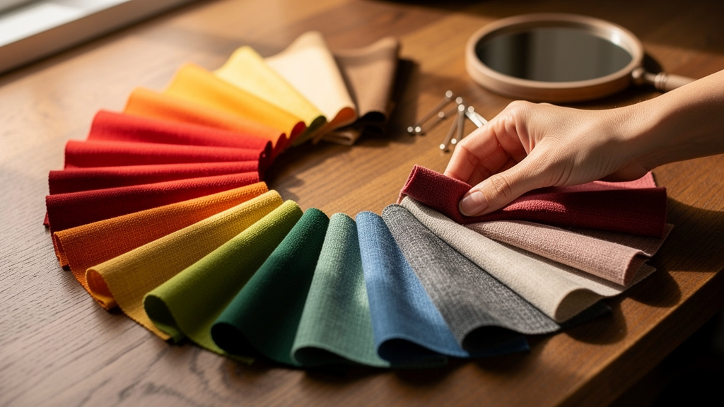 Close-up of seasonal fabric draping swatches